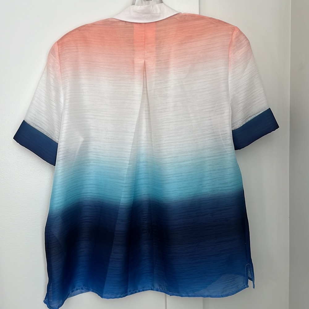 Maje Gradient Button Down Shirt - White, Orange, … - image 8